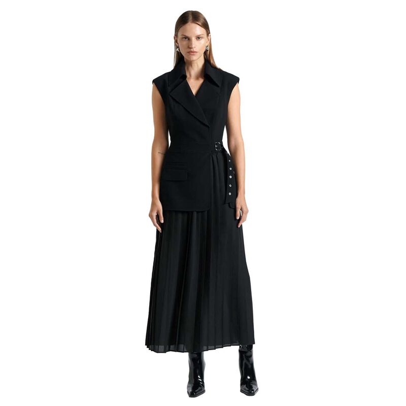 Cue Recycled Crepe Pleated Midi Trench Dress image number 0